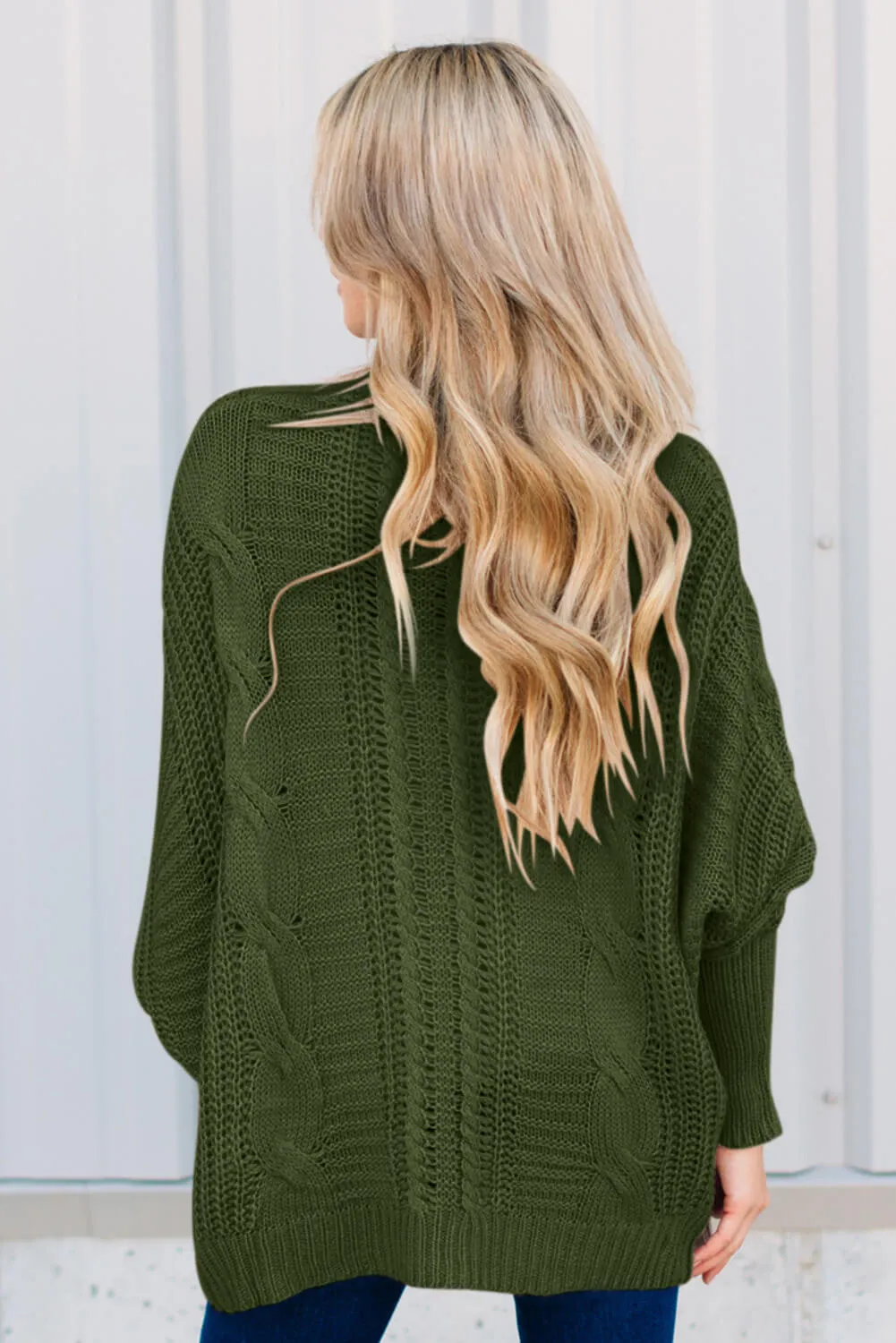 Dolman Sleeve Open Front Knit Cardigan