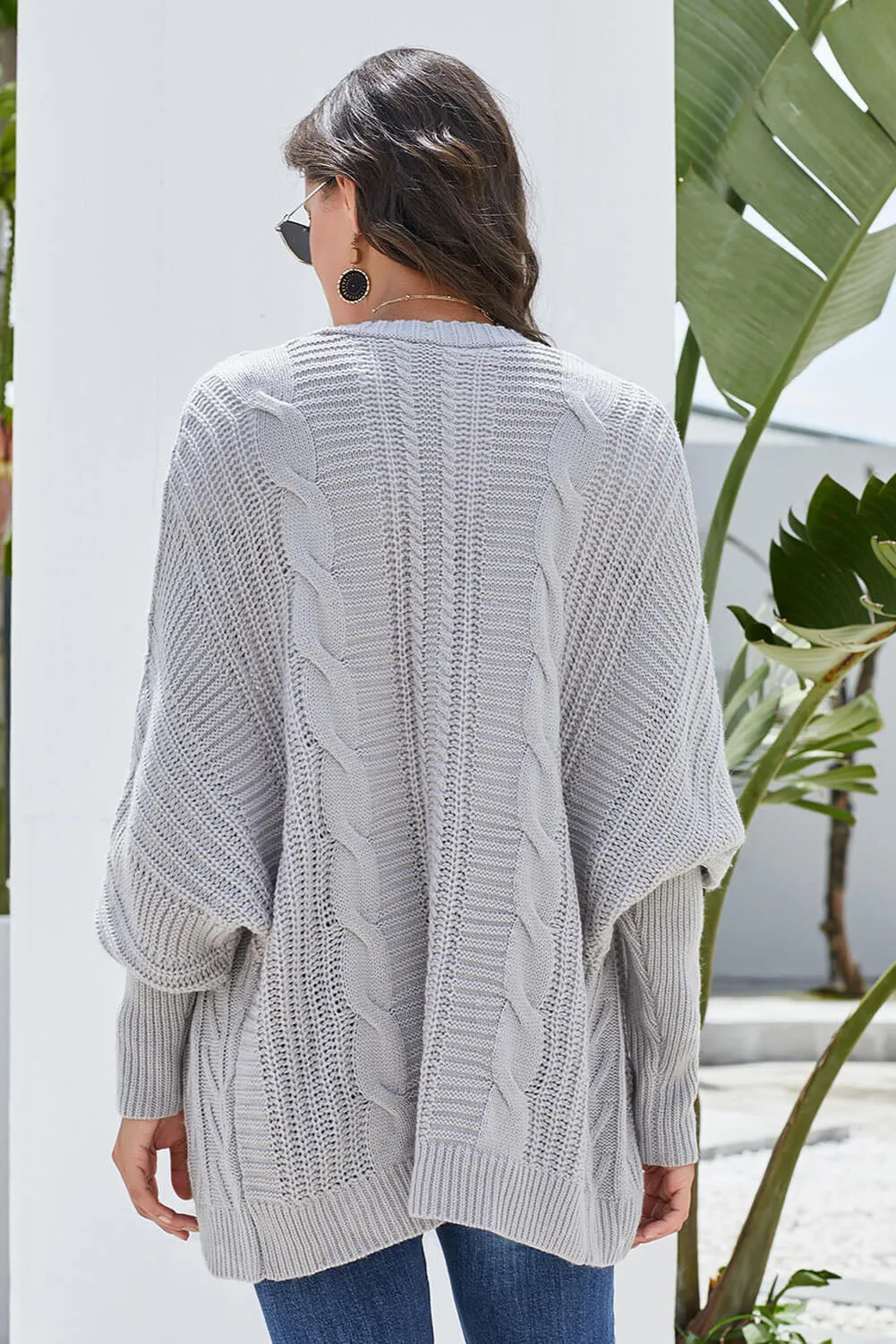 Dolman Sleeve Open Front Knit Cardigan