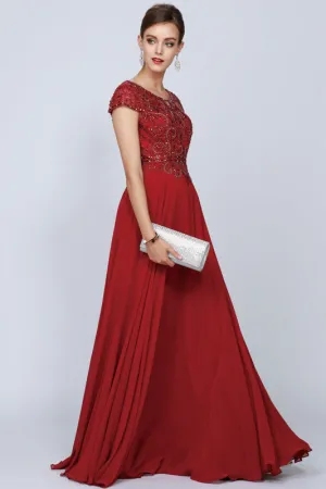 Embellished Cap-Sleeve Mother Of Bride Dress