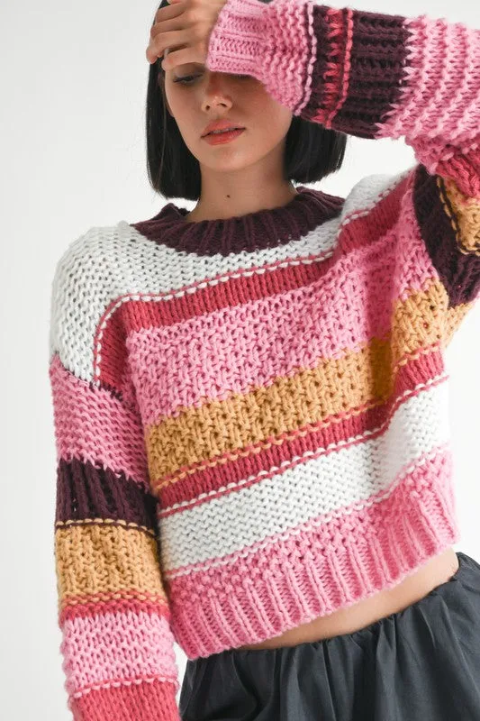 Emory Park Striped Cable Knit Sweater