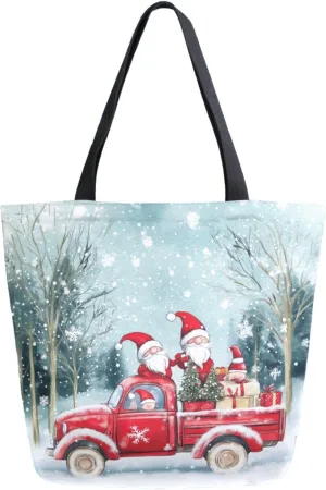 Extra Large Shoulder Grocery Tote Bag, Painting Pickup with Dwarf Gifts Christmas Canvas Durable Daily Handle Bag Reusable for Gym Weekender Picnic Yoga Beach Travel Kitchen Market Shopping