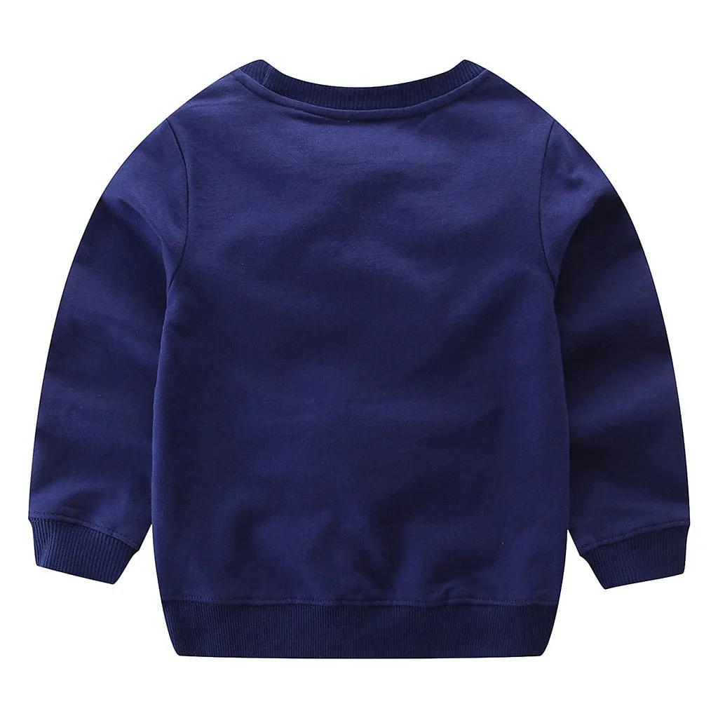 Fashionable Leisure Cotton Pullover With Cartoon Fox/Butterfly Print For Boys/Girls