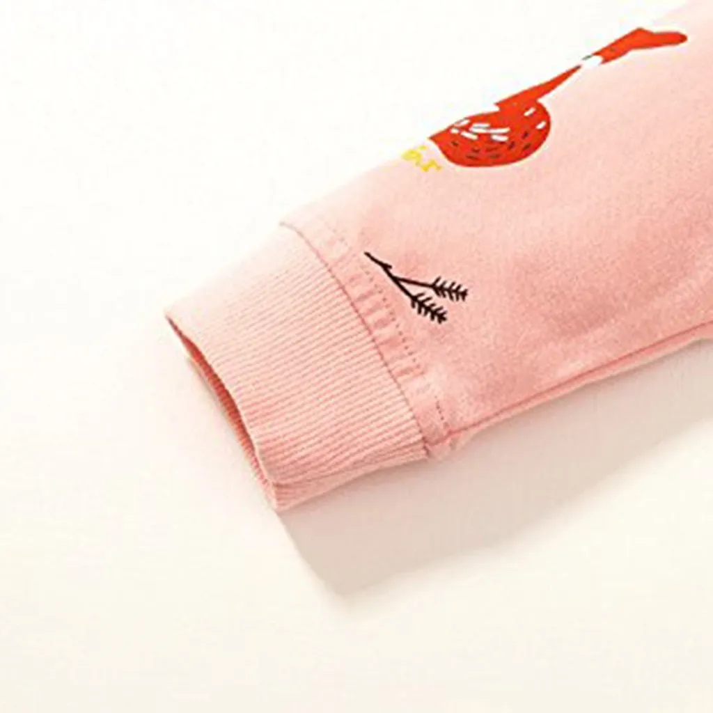 Fashionable Leisure Cotton Pullover With Cartoon Fox/Butterfly Print For Boys/Girls