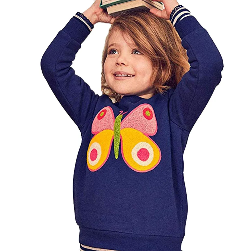Fashionable Leisure Cotton Pullover With Cartoon Fox/Butterfly Print For Boys/Girls