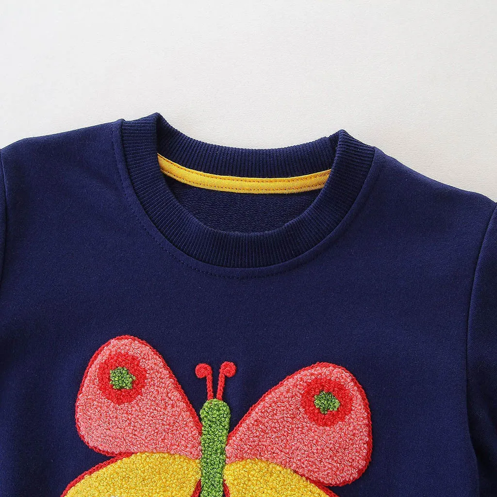 Fashionable Leisure Cotton Pullover With Cartoon Fox/Butterfly Print For Boys/Girls