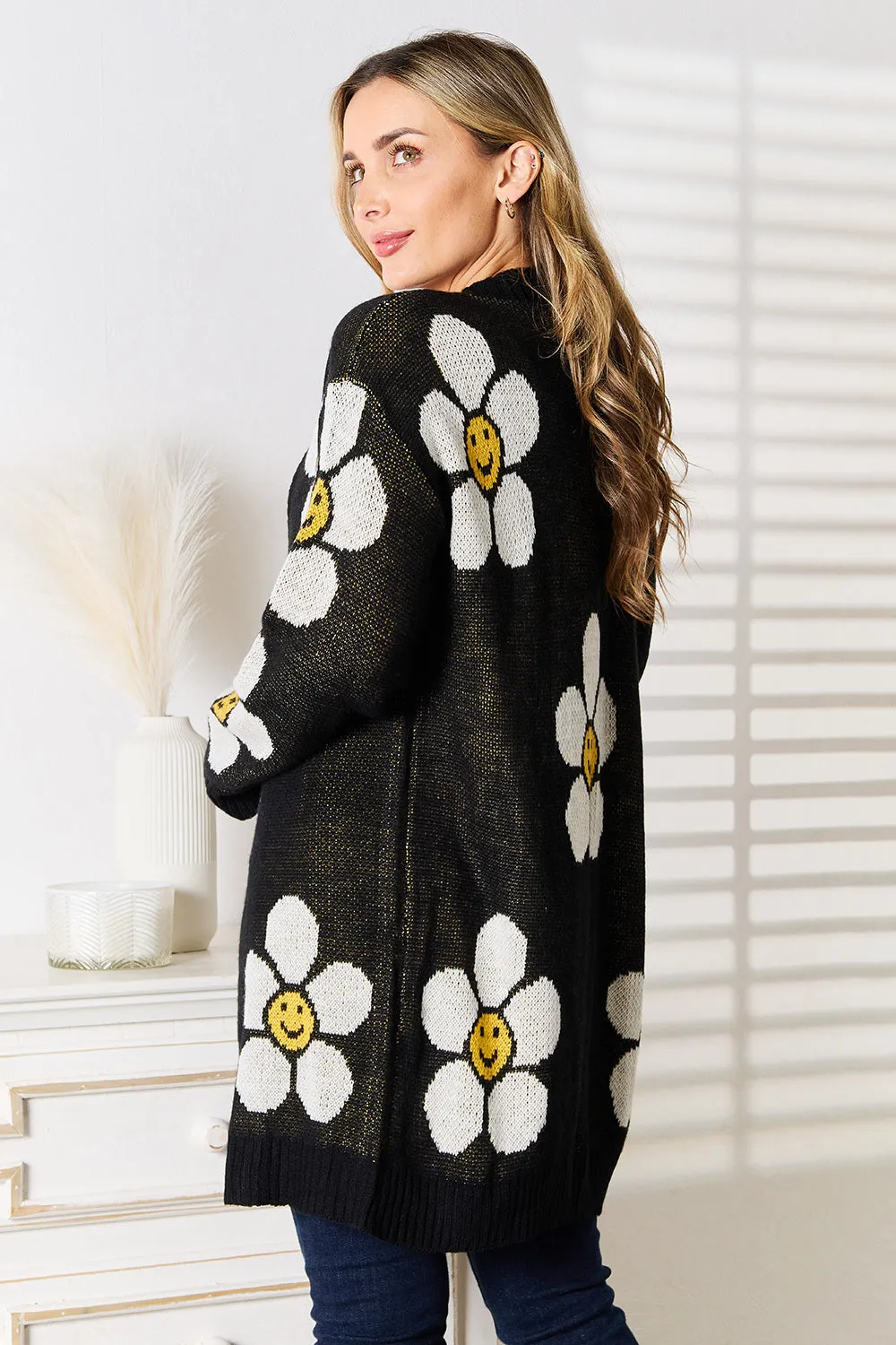 Floral Button Down Longline Cardigan