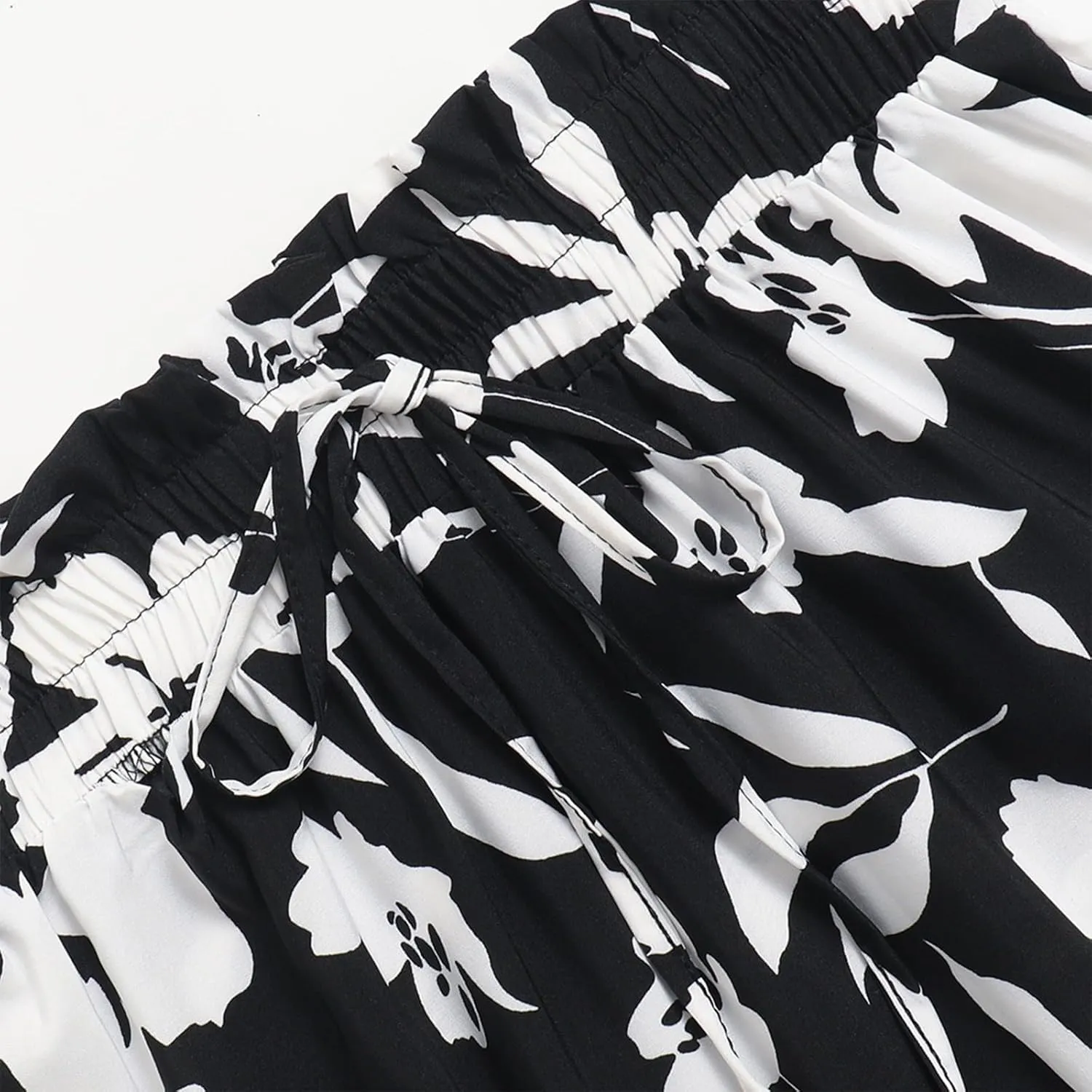 Floral Midi Skirts for Women Trendy Casual Pleated Tiered Maxi Skirt Elastic Waist Beach Boho A Line Flowy Skirt