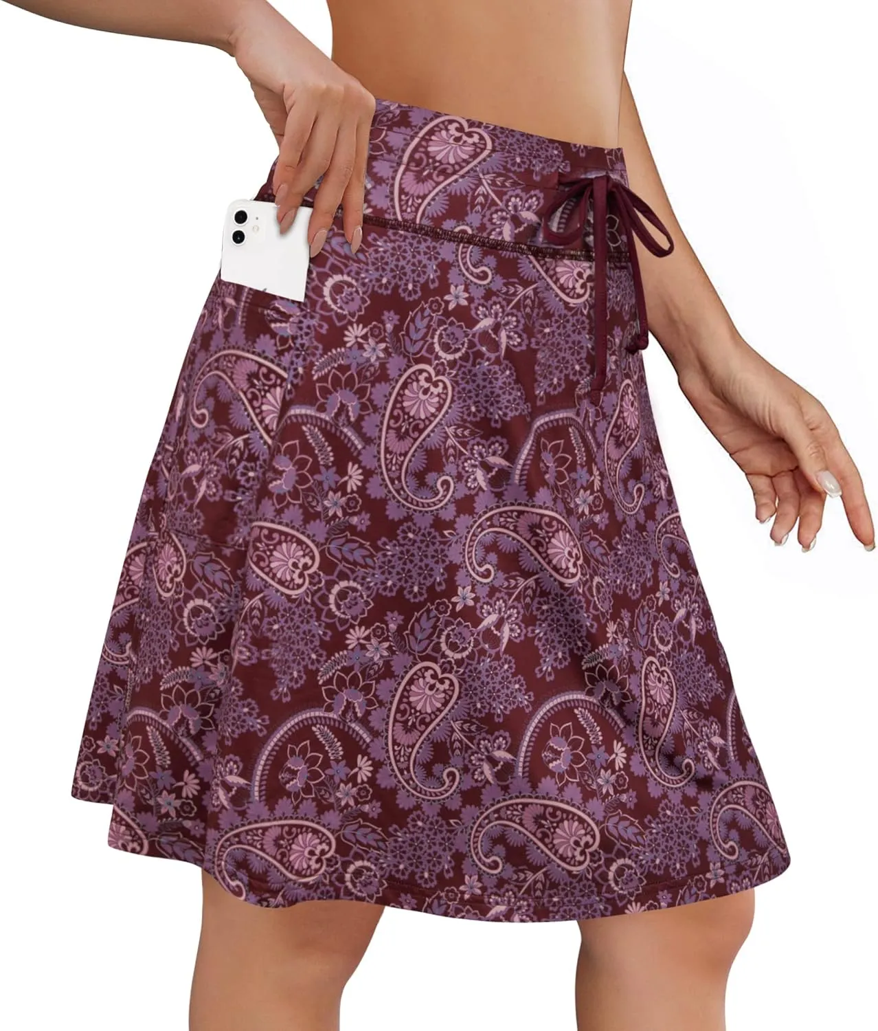 Fulbelle Tennis Skirts for Women with 3 Pockets Drawstring Waist Athletic Running Golf Skorts