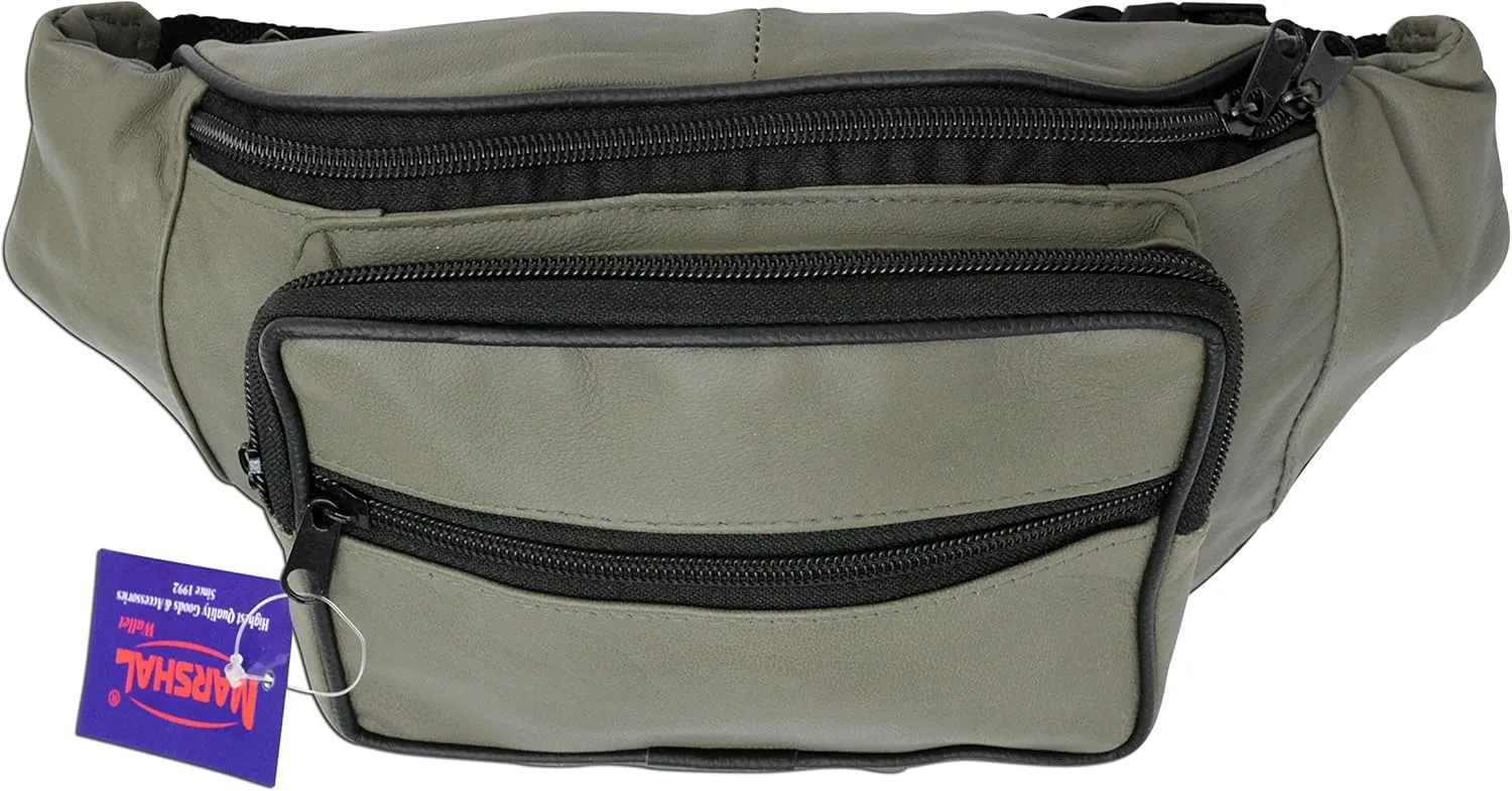 Genuine Leather Waist Pouch Fanny Pack Travel Purse Men Women (Green)