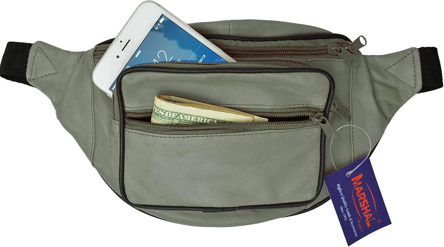 Genuine Leather Waist Pouch Fanny Pack Travel Purse Men Women (Green)