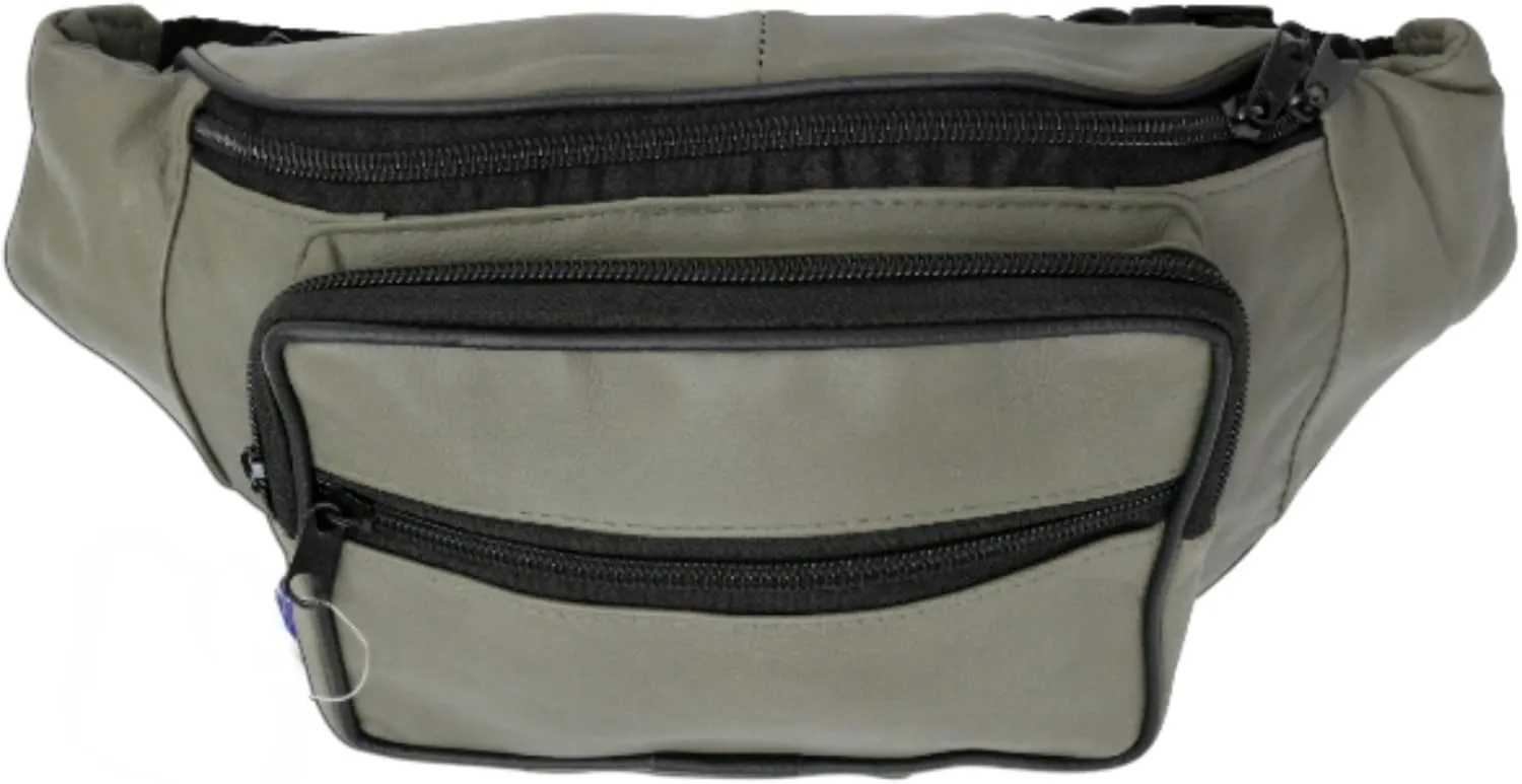 Genuine Leather Waist Pouch Fanny Pack Travel Purse Men Women (Green)