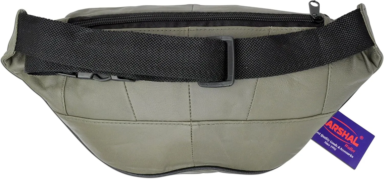 Genuine Leather Waist Pouch Fanny Pack Travel Purse Men Women (Green)