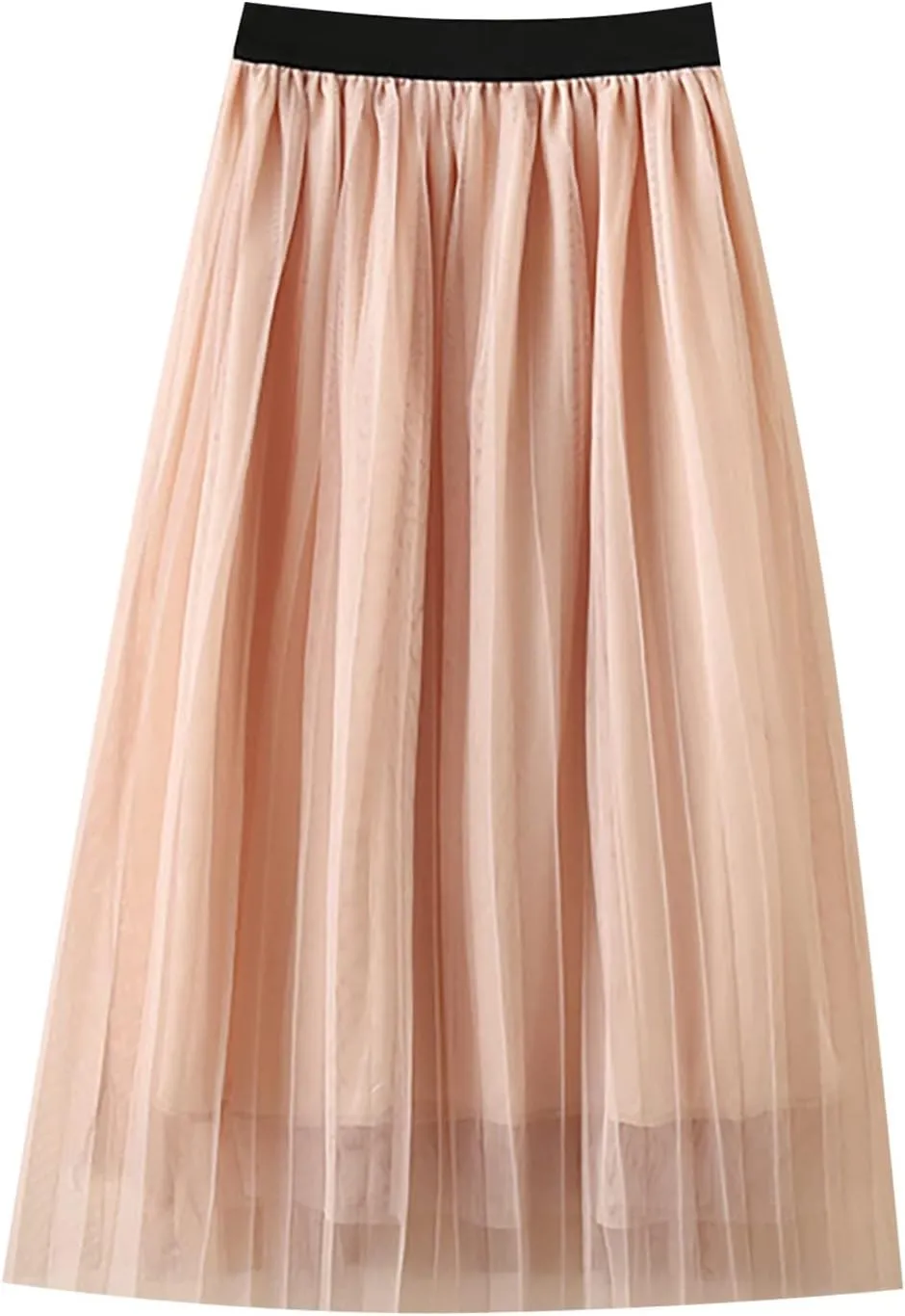 Girls Pleated Elastic High Waist A-Line Boho Swing Maxi Long Skirt Soft Solid Color Seersucker Princess Tutu Skirts