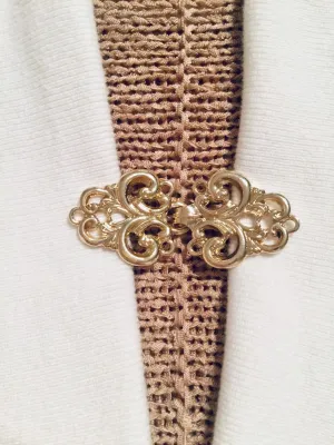 Gold Art Deco Cardigan Clasp Celtic Sweater Clip Gifts for Her by Fabulici