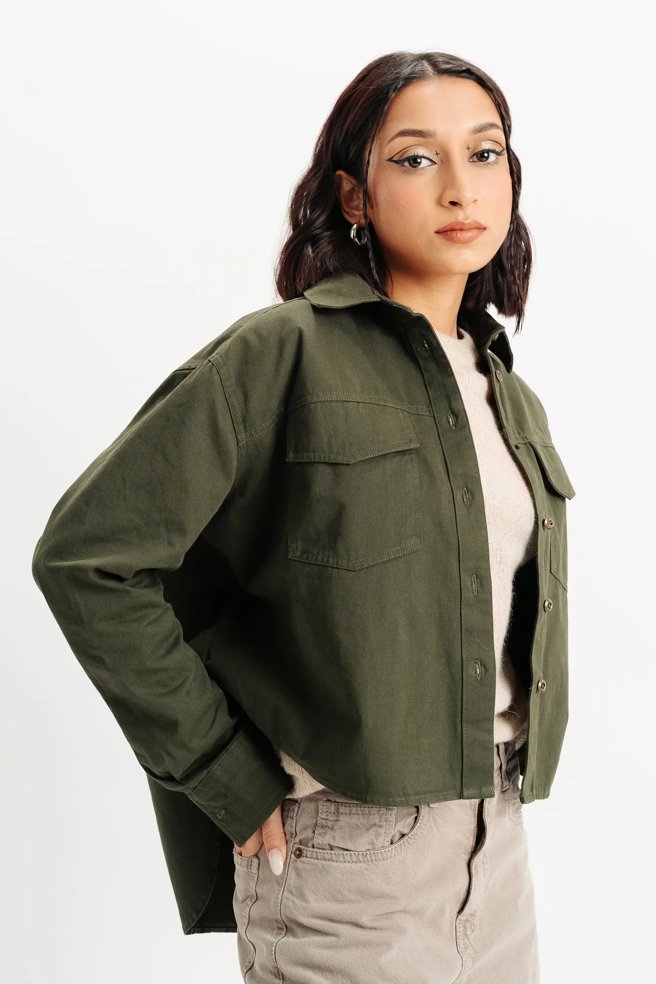 Green Twill Solid Shirt