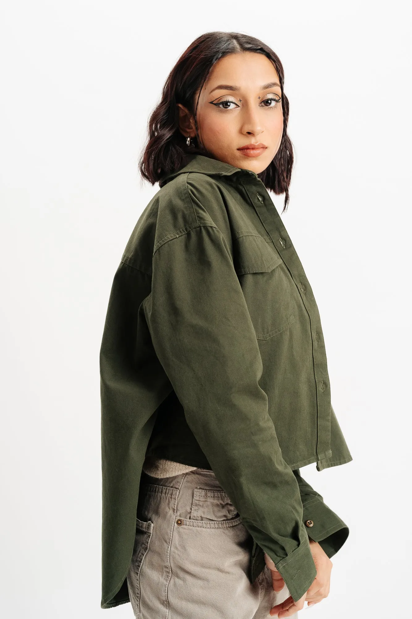 Green Twill Solid Shirt