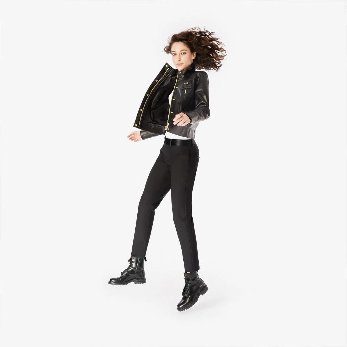 Herringbone Slim-Leg Trousers
