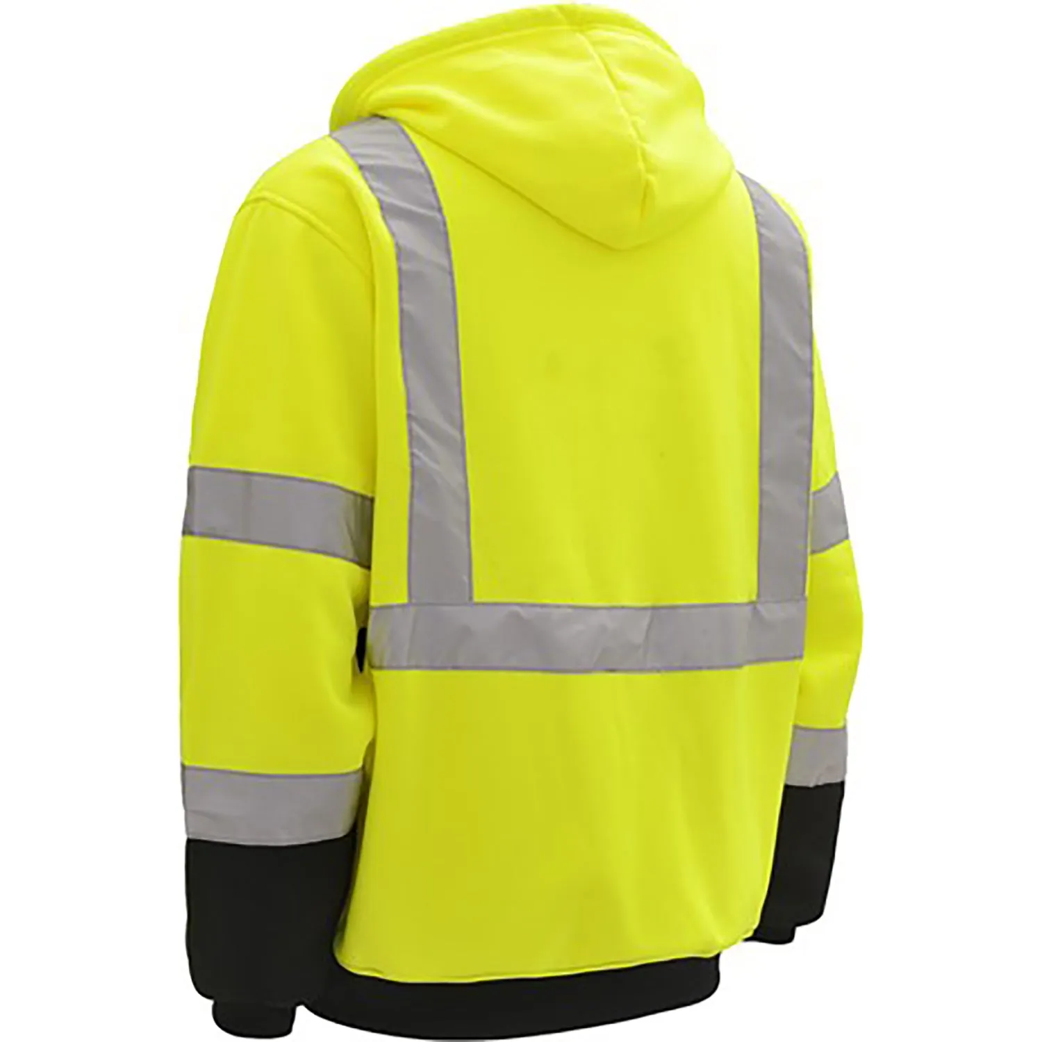 High Vis Class 3 Zipper Front Hooded Sweatshirt with Black Bottom 7003