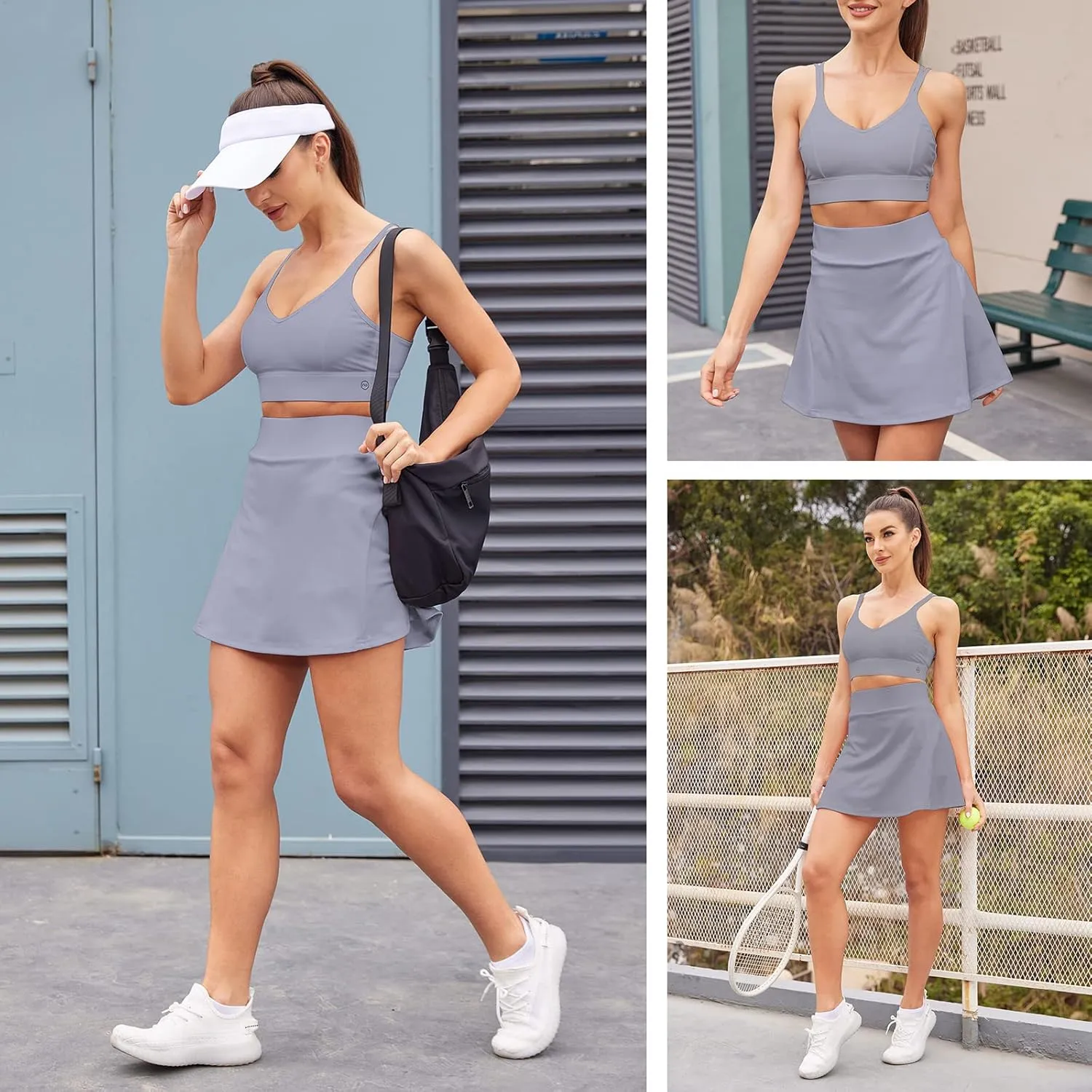 Hount Women's Pleated Tennis Skirts with Pockets High Waisted Golf Skorts Running Skirt Athletic Short Skirts