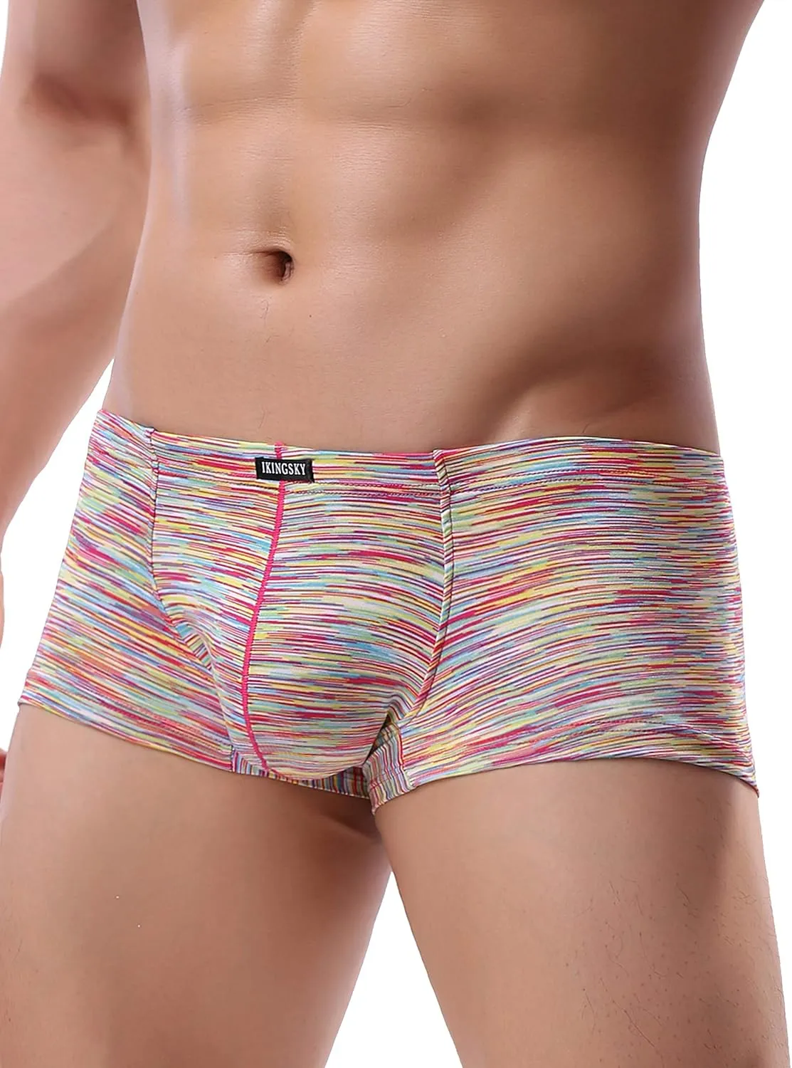 IKINGSKY Men's Stretch Boxer Briefs Underwear Sexy Low Rise Men Pouch Boxer Shorts