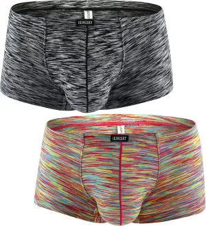 IKINGSKY Men's Stretch Boxer Briefs Underwear Sexy Low Rise Men Pouch Boxer Shorts