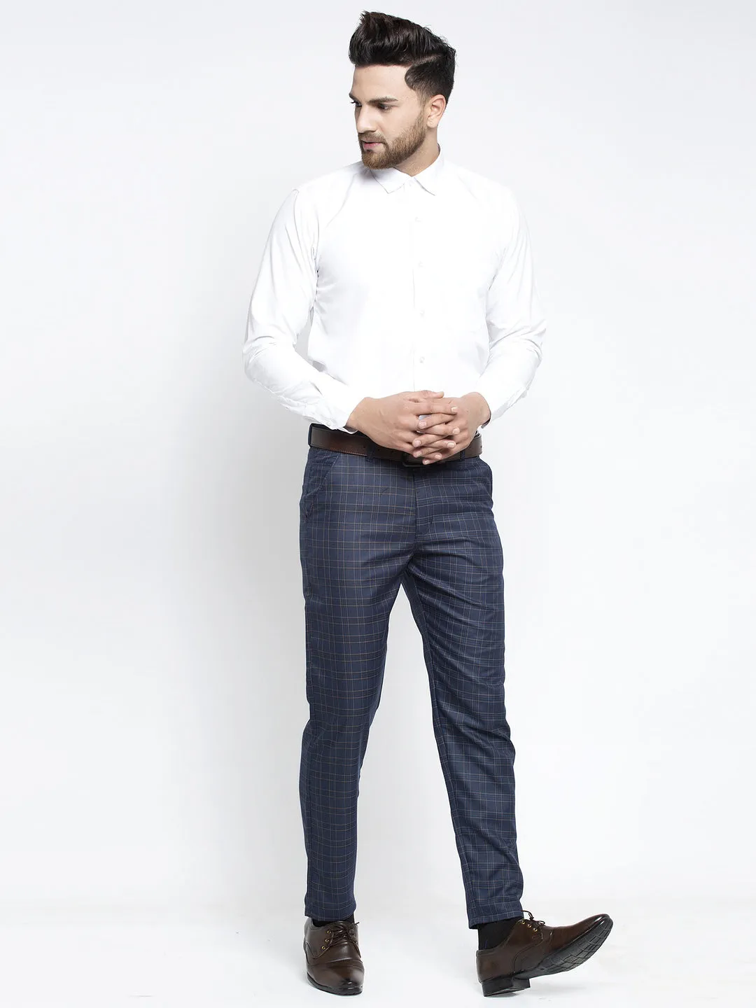 Jashvi Men's Navy Formal Trousers