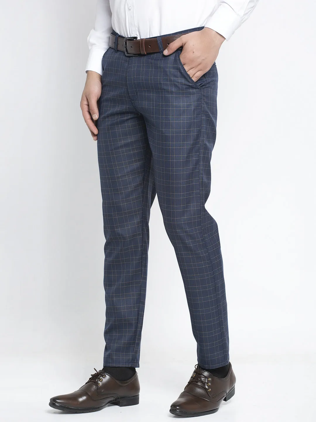 Jashvi Men's Navy Formal Trousers