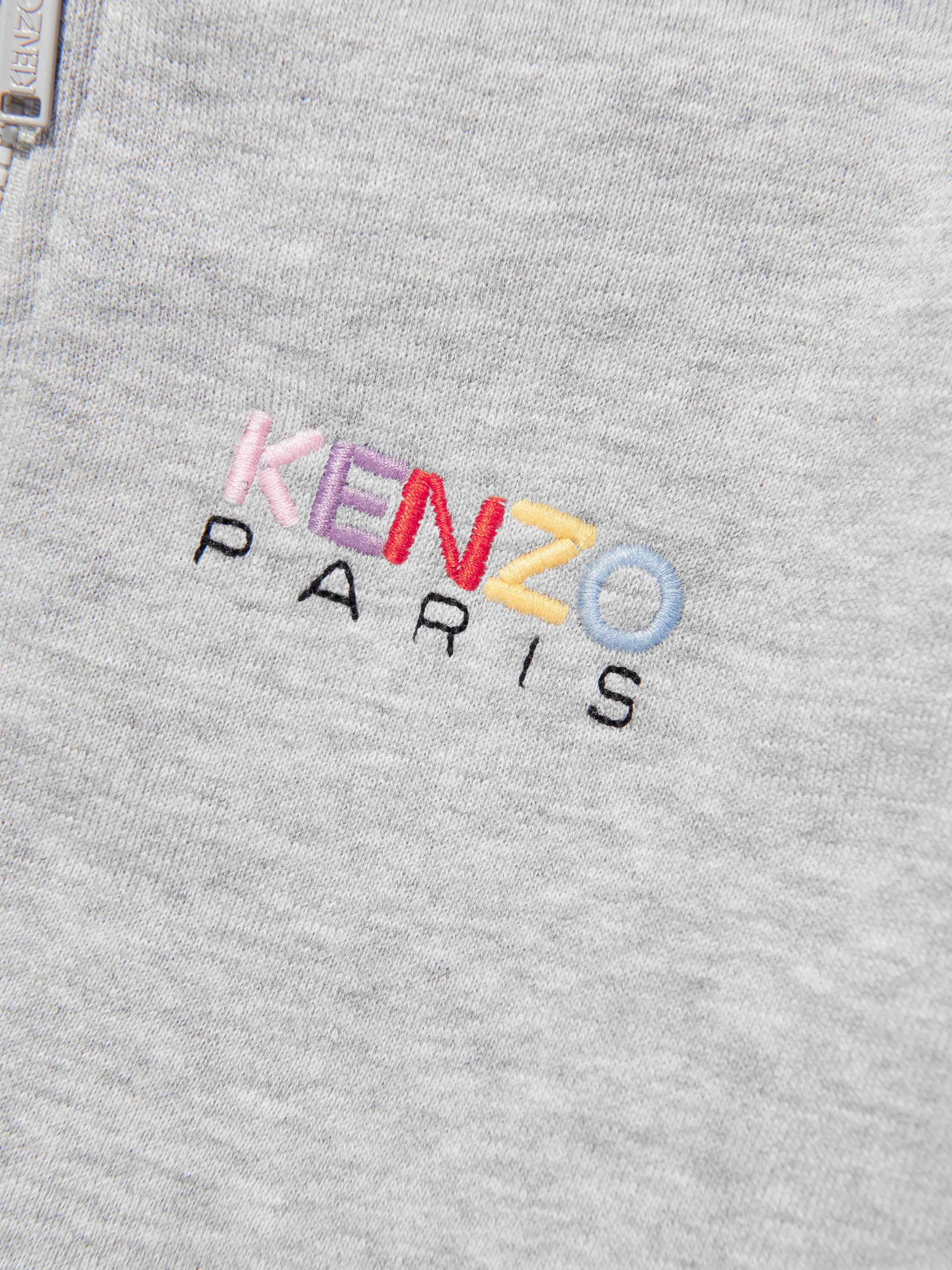 KENZO Baby Girls Logo Zip Up Top in Grey