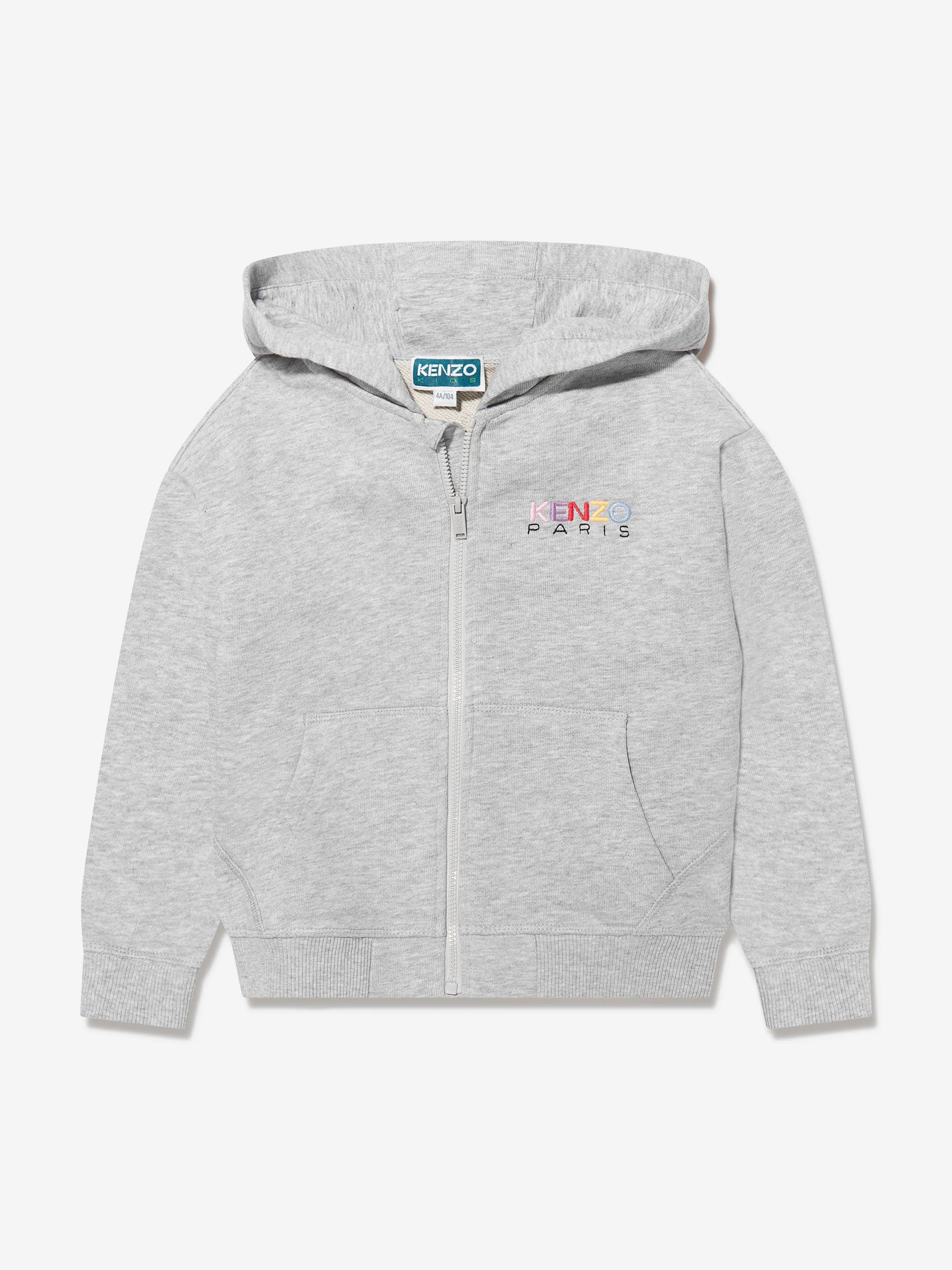 KENZO Baby Girls Logo Zip Up Top in Grey