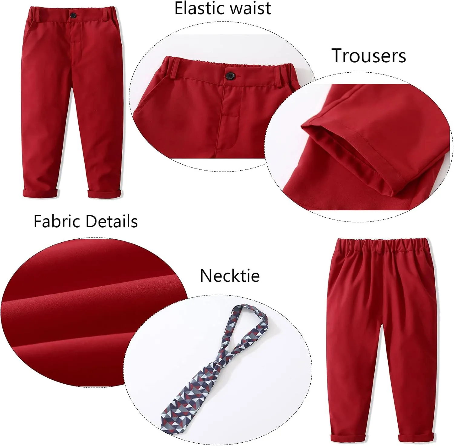 Kimocat Boys' 4-Piece Formal Suit Set Dress Shirt Vest Pants and Tie Wedding Birthday Party Suit