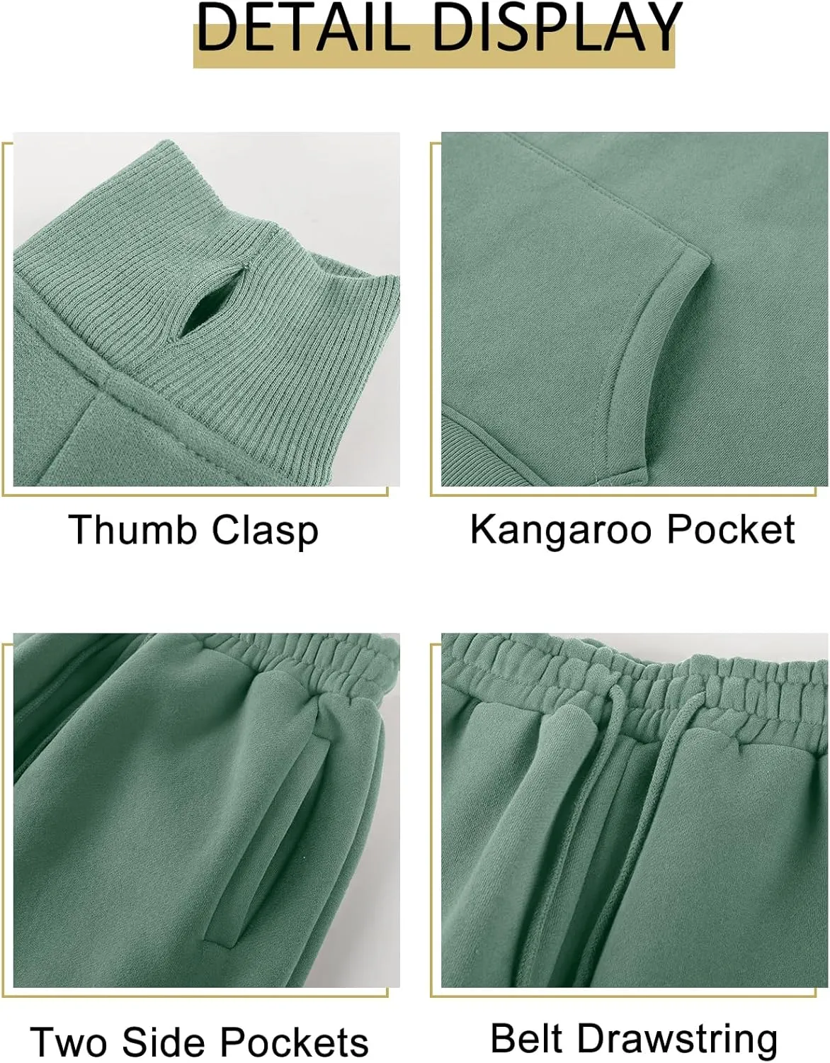 Kissonic Women's Fleece Jogger Sets 2 Pieces Sweatsuits Outfits Crop Top Hoodies Jogger Pants