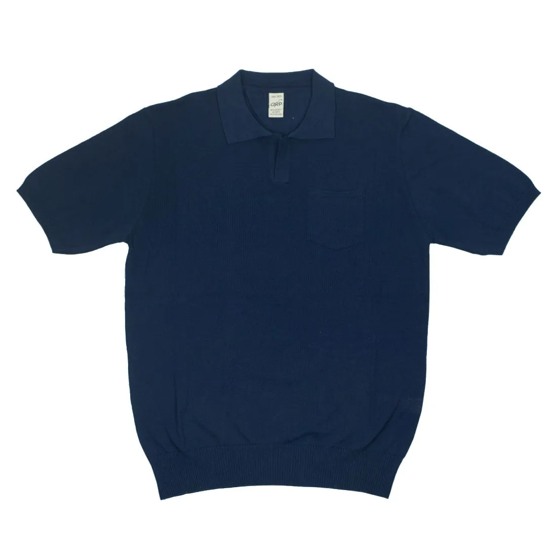 Knit short sleeve polo shirt, Blue crisp cotton