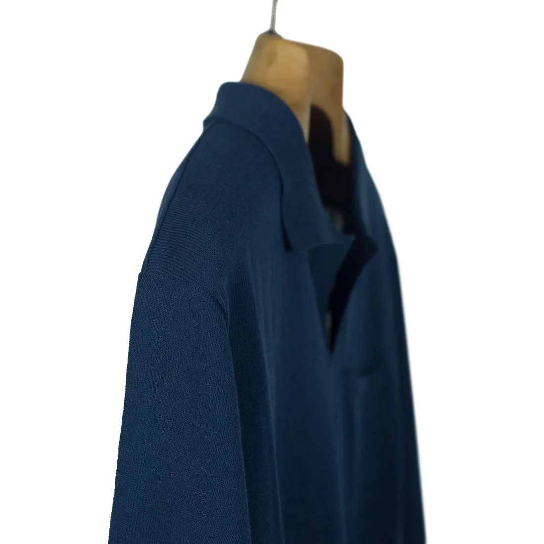 Knit short sleeve polo shirt, Blue crisp cotton
