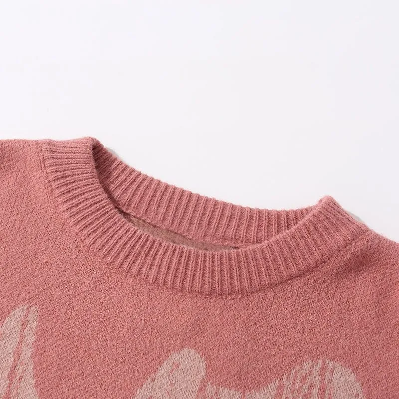 Knitted Sweater Wave Patterned