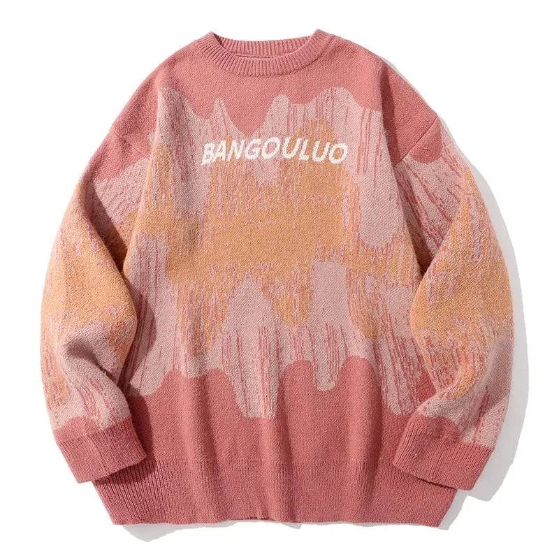 Knitted Sweater Wave Patterned