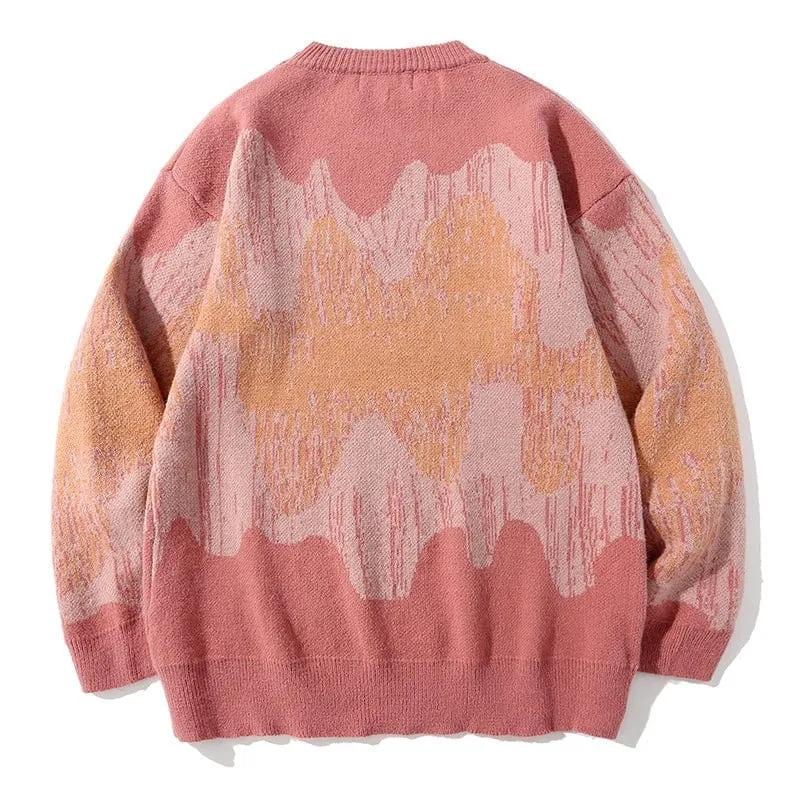 Knitted Sweater Wave Patterned