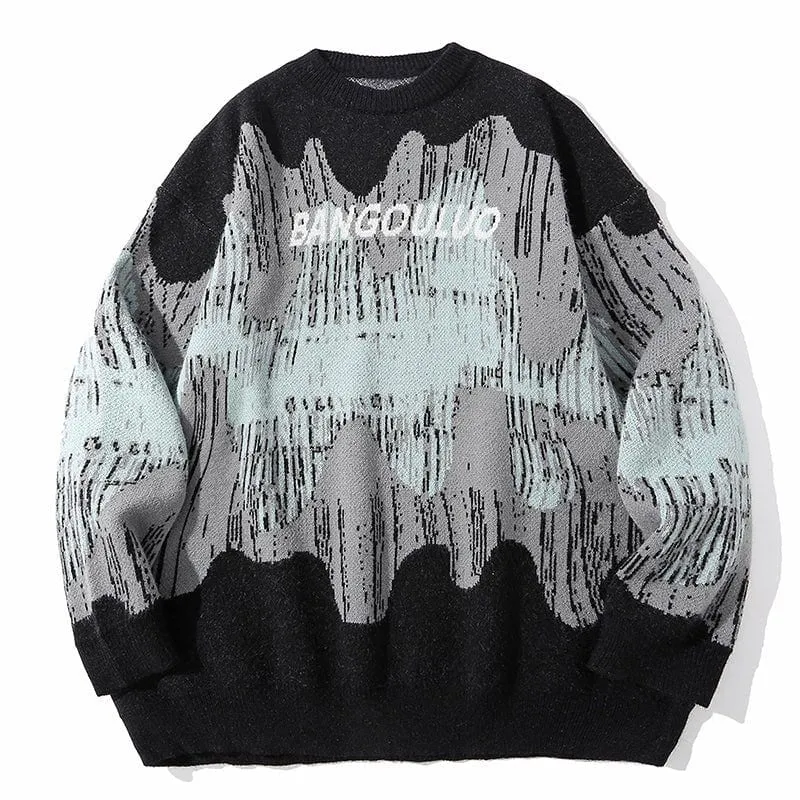 Knitted Sweater Wave Patterned