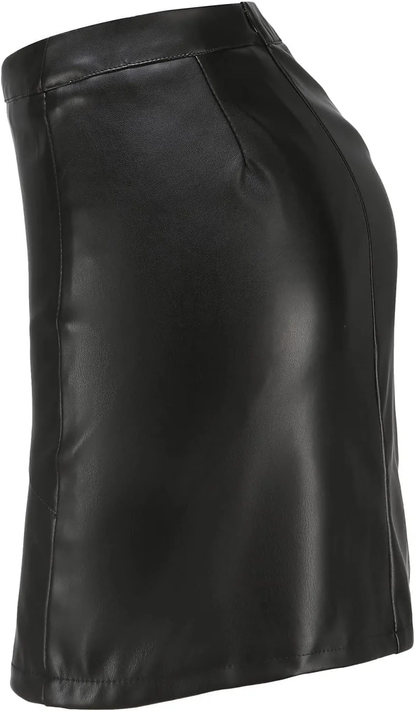 Kuluzego Womens Skort Sets Faux Leather Skirt Pack Sets for Women Sexy Pleated High Cut Pencil Winter Fall Skort Sets 2025