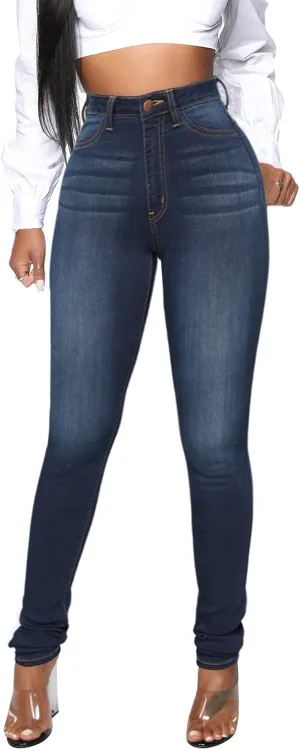 KUNMI Womens Classic High Waisted Skinny Stretch Butt Lifting Jeans Slim Fit Denim Pants