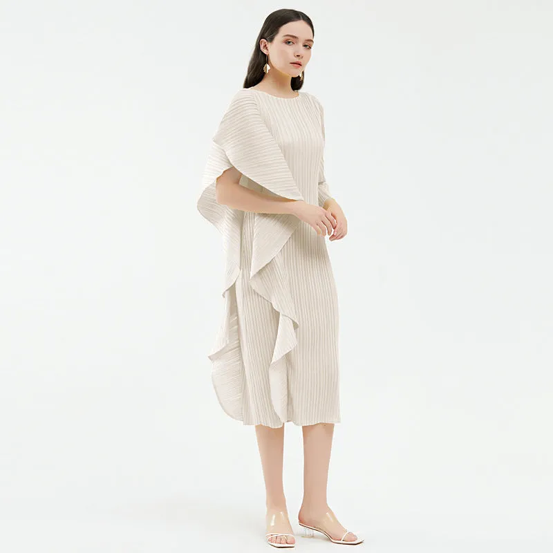 Ladies' High-End Asymmetrical Solid Color Patchwork Dress