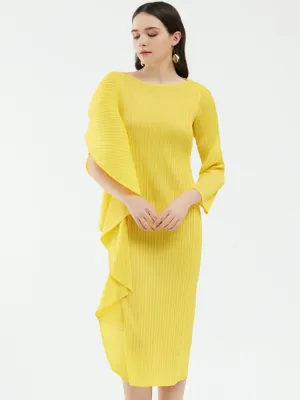 Ladies' High-End Asymmetrical Solid Color Patchwork Dress