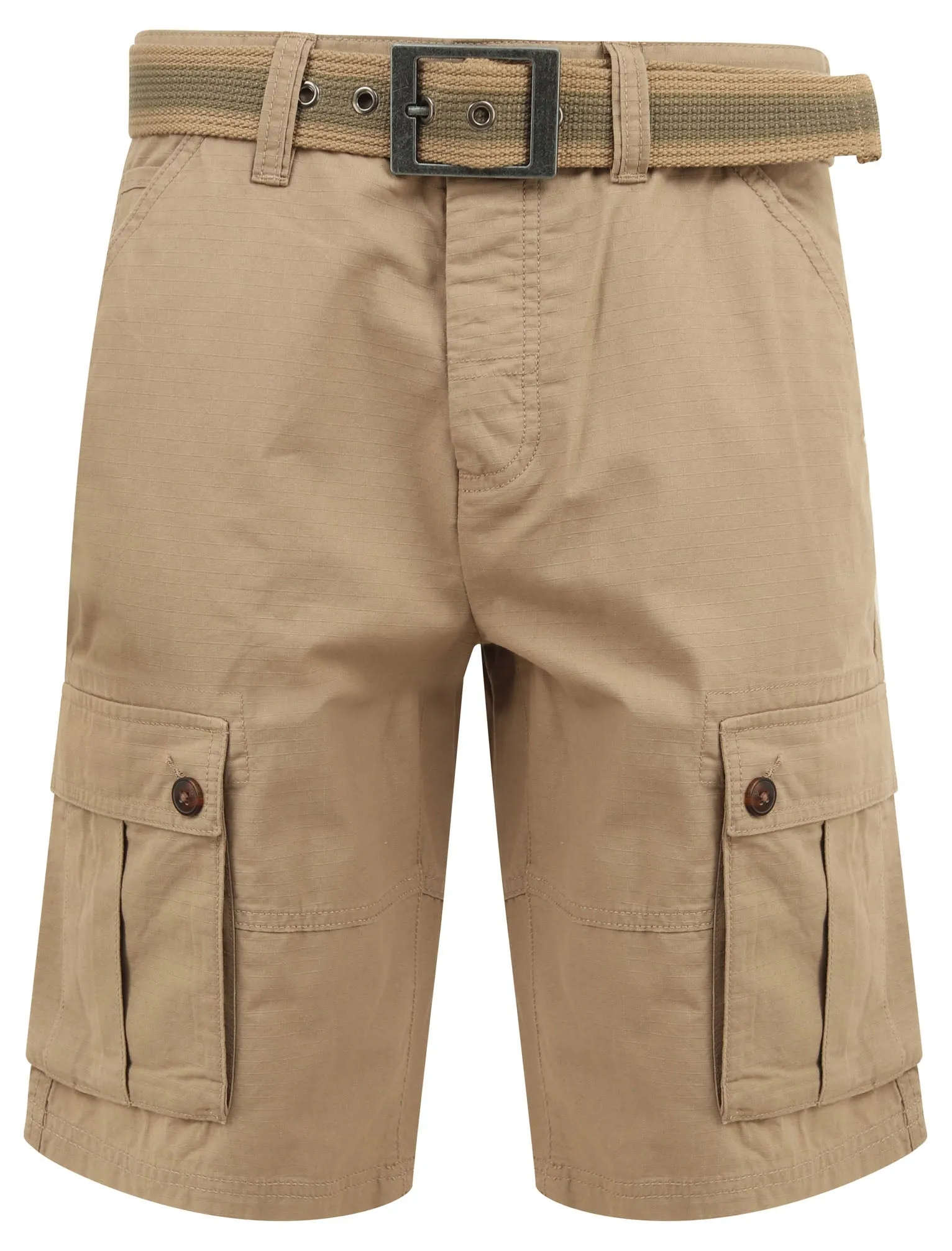 Laguna Ripstop Cotton Cargo Shorts with Belt In Chinchilla Stone - Tokyo Laundry