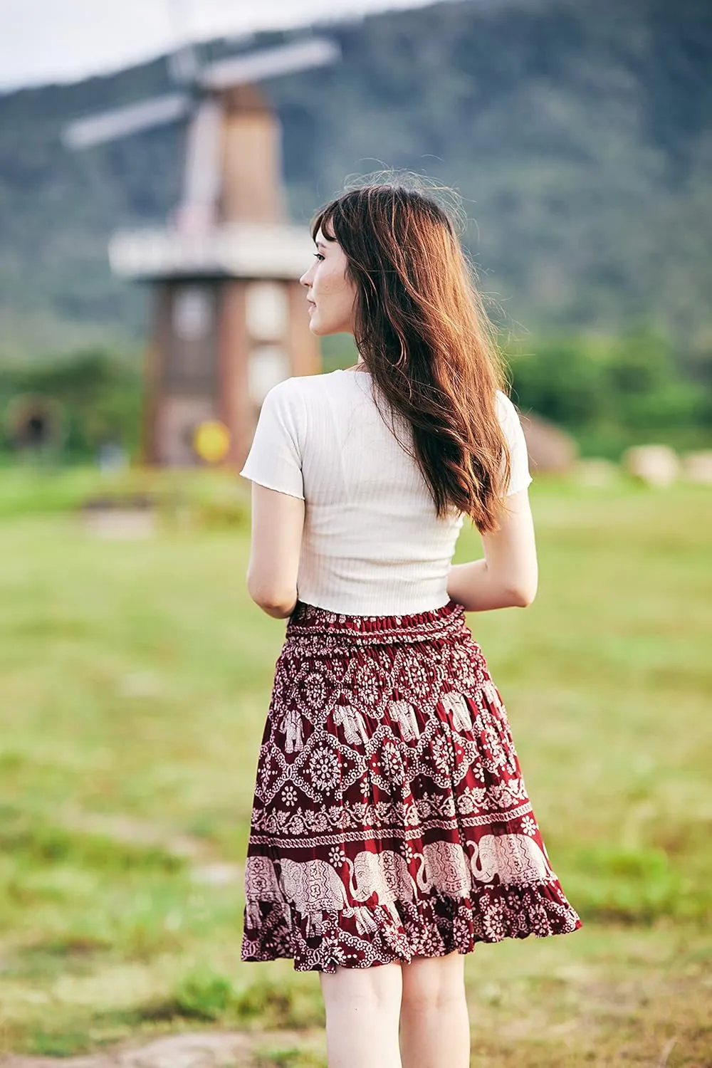 Lannaclothesdesign High Waisted Skirts for Women Short Flowy Summer Skirt Trendy Outfit Knee Length Boho Clothing Fall Skirts