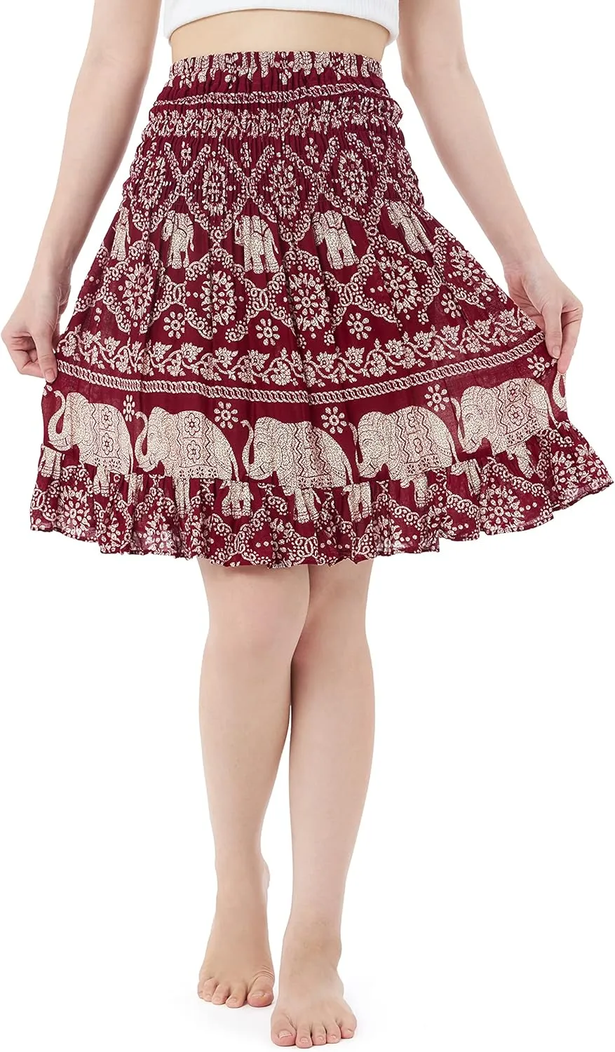 Lannaclothesdesign High Waisted Skirts for Women Short Flowy Summer Skirt Trendy Outfit Knee Length Boho Clothing Fall Skirts