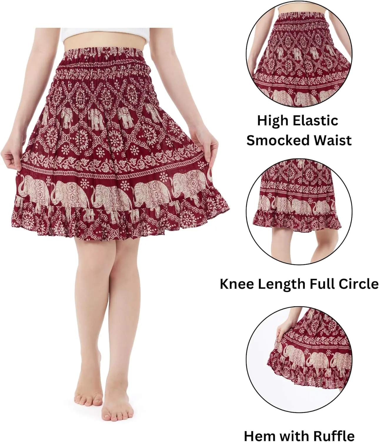 Lannaclothesdesign High Waisted Skirts for Women Short Flowy Summer Skirt Trendy Outfit Knee Length Boho Clothing Fall Skirts
