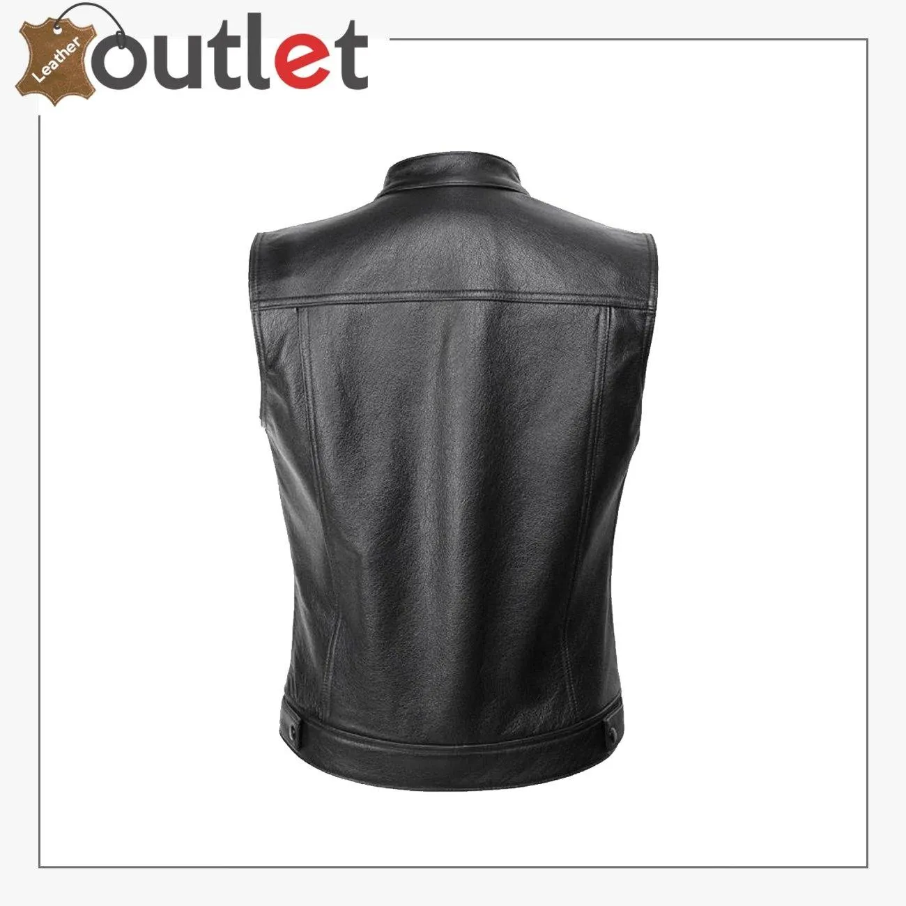 Leather Biker Vest Men's Genuine Cow Leather Motorcycle Waistcoat