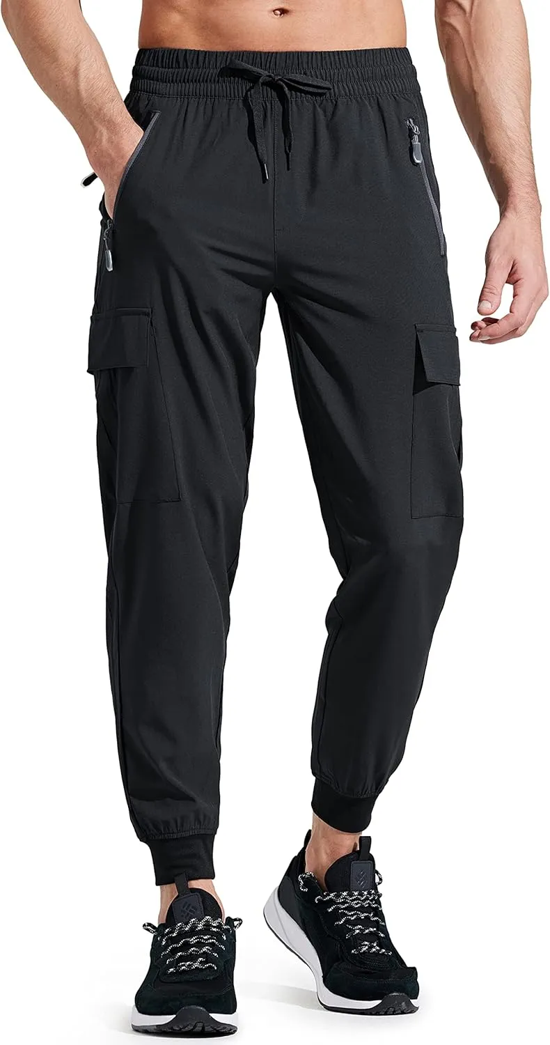 Libin Men's Lightweight Joggers Quick Dry Cargo Hiking Pants Track Running Workout Athletic Travel Casual Outdoor
