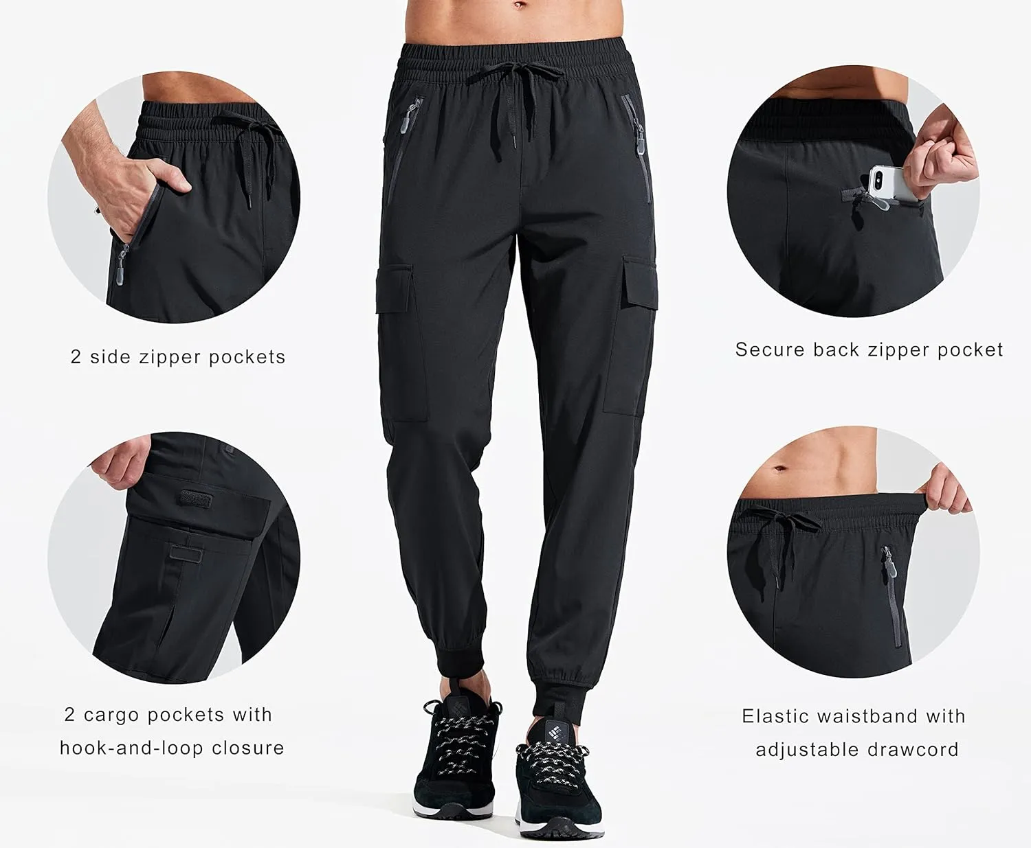Libin Men's Lightweight Joggers Quick Dry Cargo Hiking Pants Track Running Workout Athletic Travel Casual Outdoor