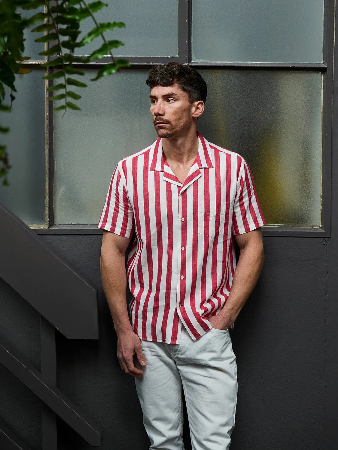 Linen Shirt Short Orto Red
