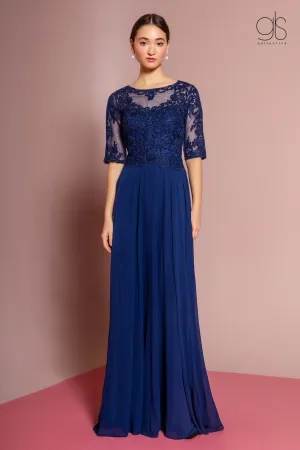 Long Mid Sleeve Chiffon Dress by Elizabeth K GL2681